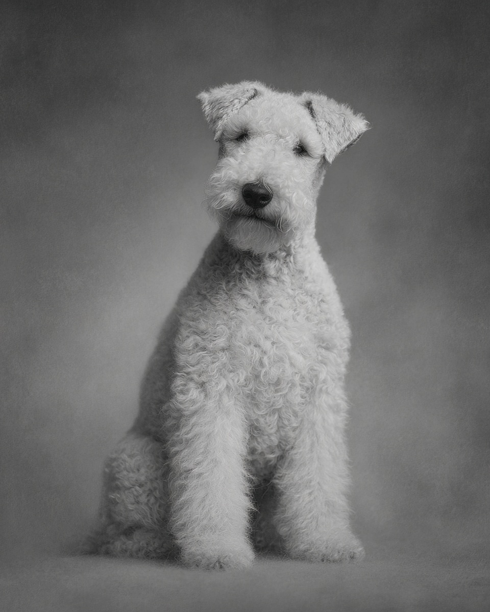 Airedale Terrier, illustration, with solid, wiry coat, in black & tan, grizzle & tan Airedale Terrier, illustration, with solid, wiry coat, in black & tan, grizzle & tan