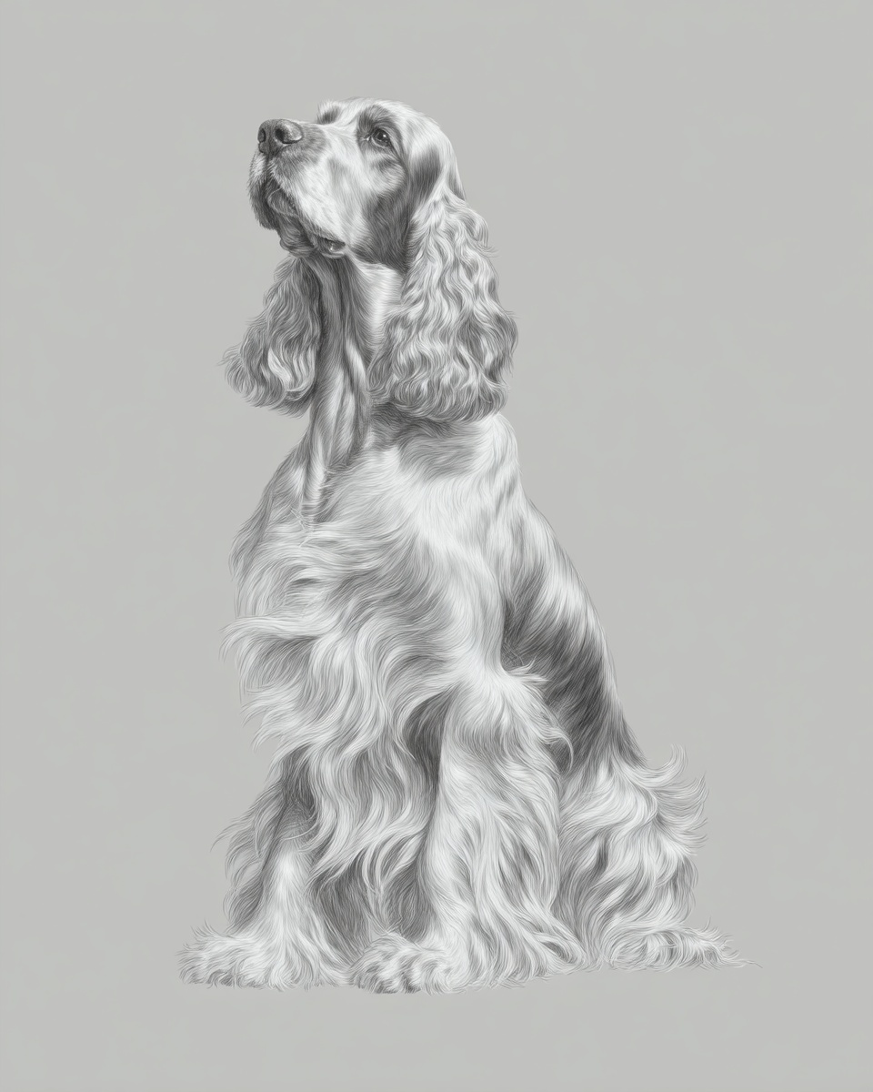 Irish Setter, illustration, with white markings, silky coat, in chesnut, mahogany Irish Setter, illustration, with white markings, silky coat, in chesnut, mahogany
