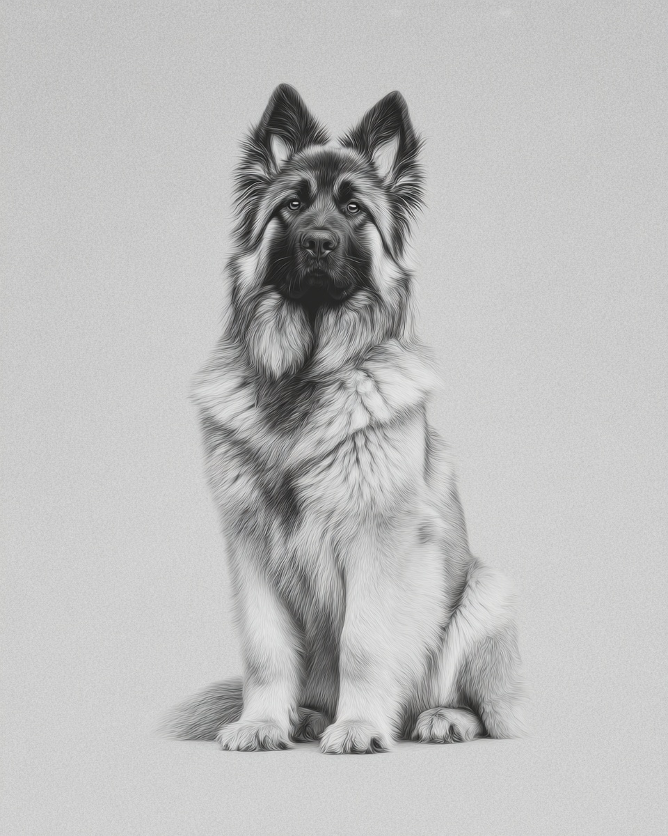 Leonberger, illustration, with black mask, double coat, in red, reddish brown Leonberger, illustration, with black mask, double coat, in red, reddish brown