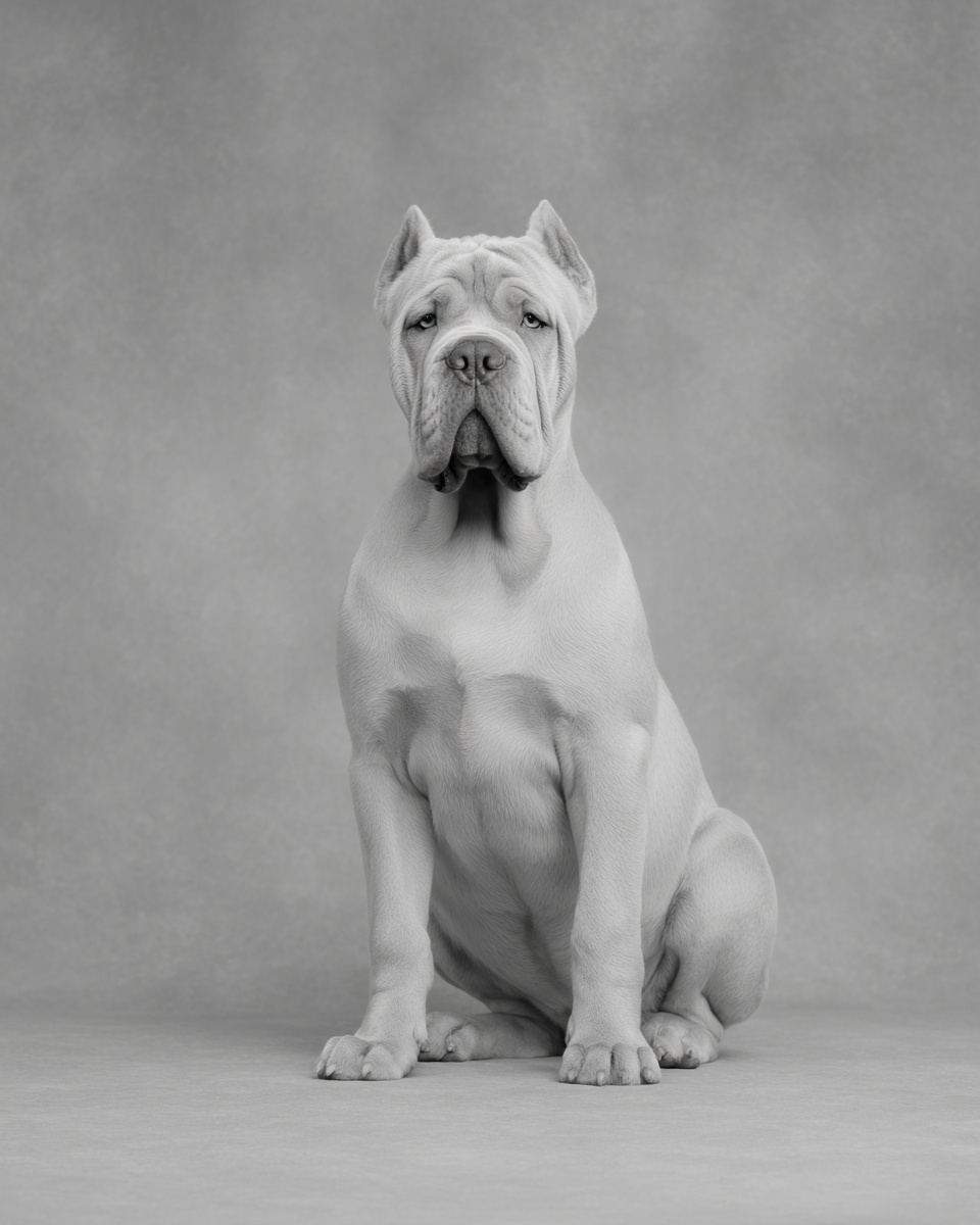 Neapolitan Mastiff, illustration, with brindle markings, smooth coat, in black, blue Neapolitan Mastiff, illustration, with brindle markings, smooth coat, in black, blue
