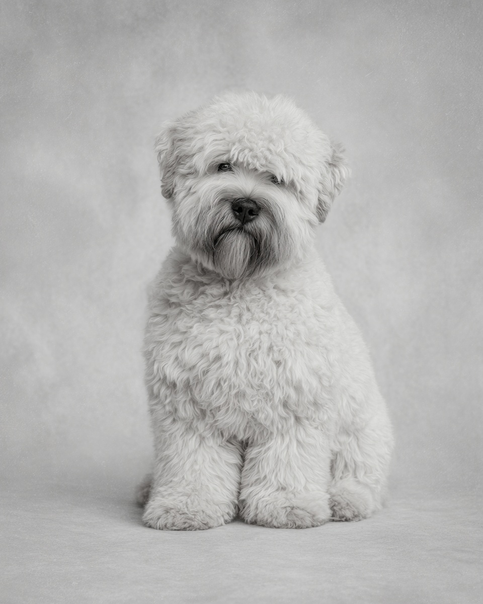 Soft Coated Wheaten Terrier, illustration, sliky, wavy coat, in wheaten Soft Coated Wheaten Terrier, illustration, sliky, wavy coat, in wheaten