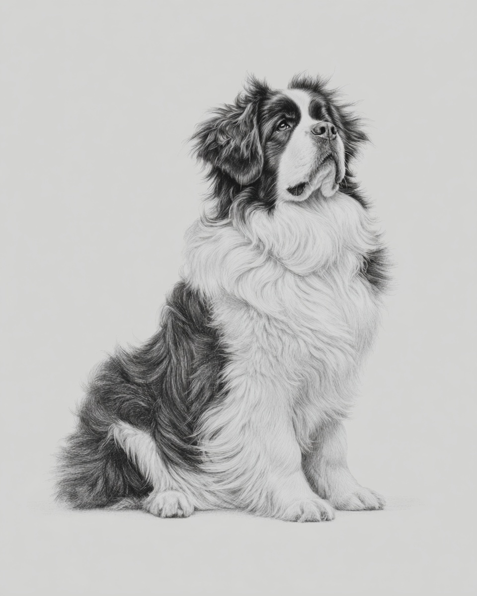 Drawing of St. Bernard dog breed