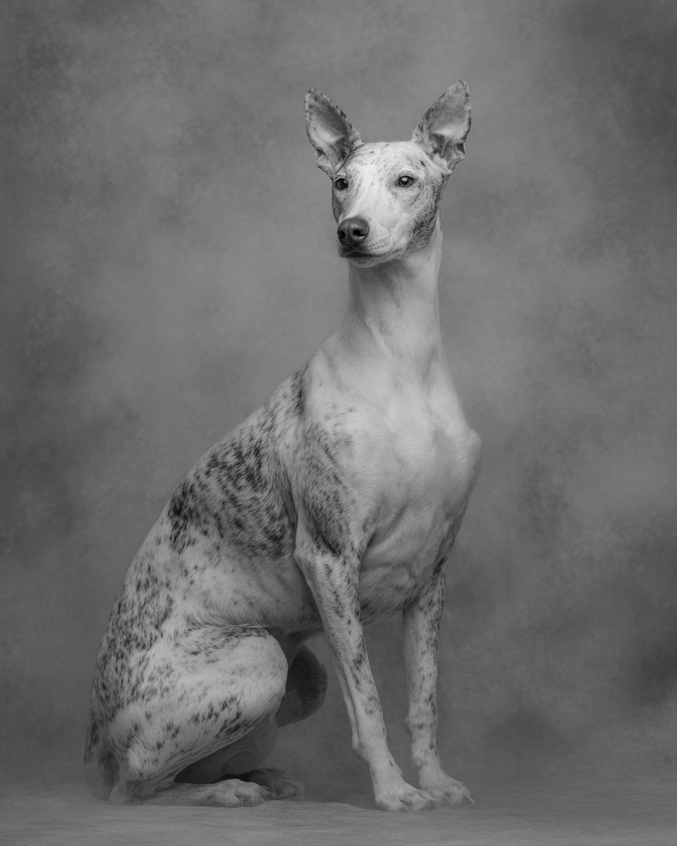 Whippet, illustration, with white markings, smooth coat, in black, blue fawn Whippet, illustration, with white markings, smooth coat, in black, blue fawn