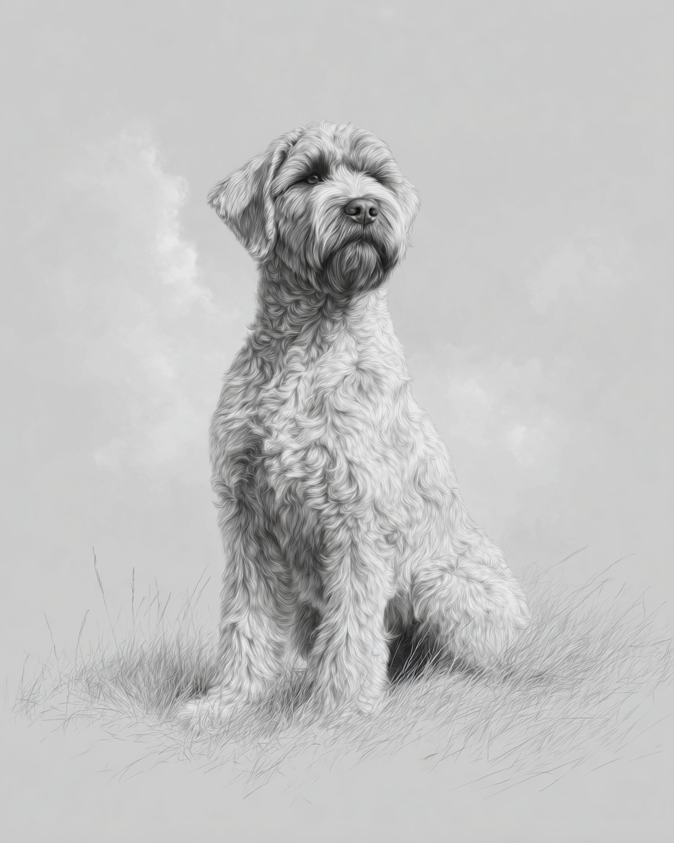 Wirehaired Pointing Griffon, illustration, with ticked, wiry, double coat, in brown & gray, chesnut & gray Wirehaired Pointing Griffon, illustration, with ticked, wiry, double coat, in brown & gray, chesnut & gray